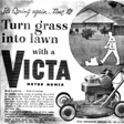 This newspaper advertisement from spring 1960 says that Grass is growing
think of mowing. The peak mower season was approaching. From Powerhouse Museum Victa Archive. Courtesy of Victa.