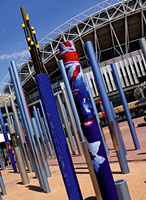 A forest of poles at Olympic Park
