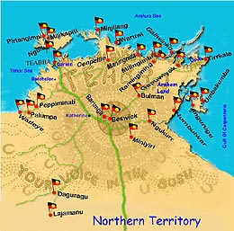 Map of Northern Territory, Courtesy: TEABBA - click to veiw enlarged image